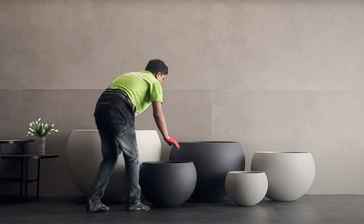 nueso round bowl shaped planters