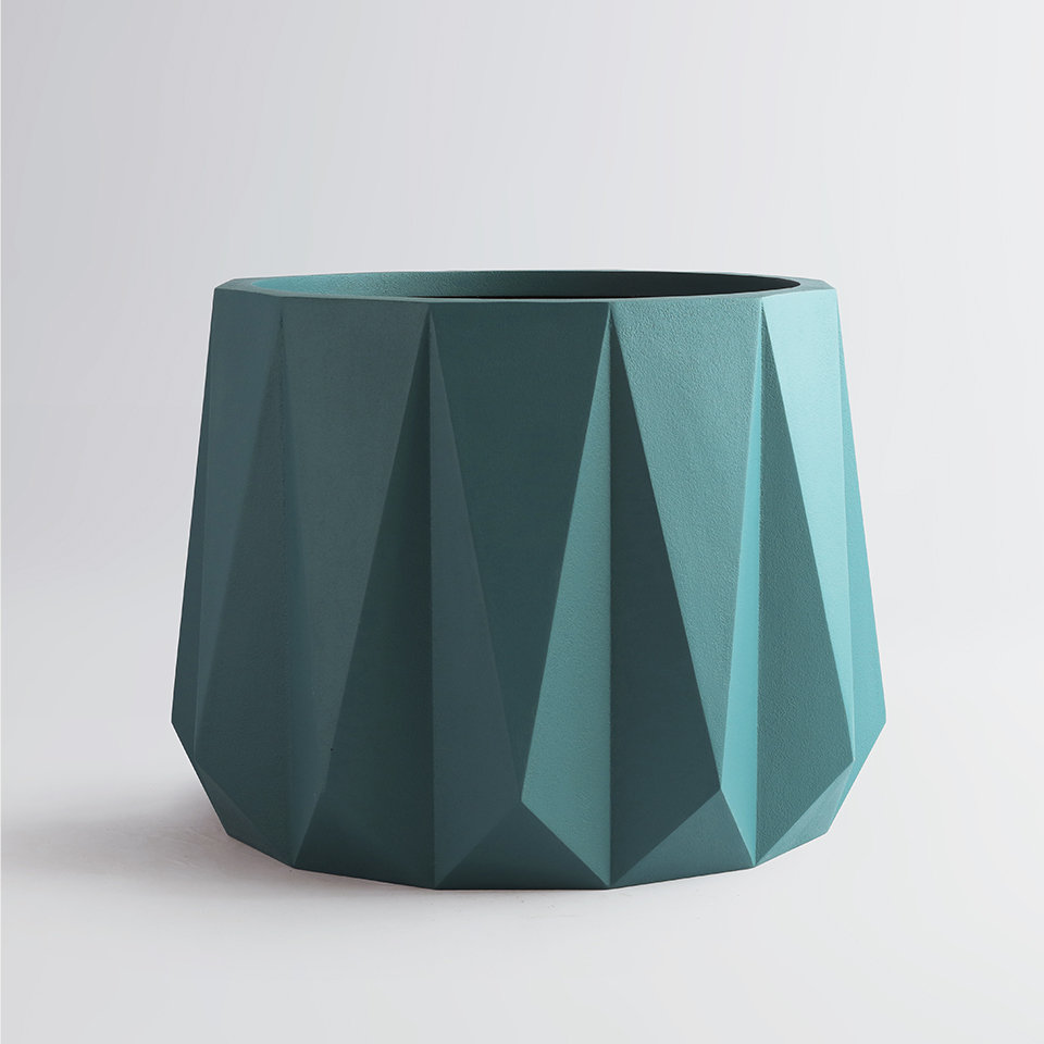 huge U shaped geometric planters