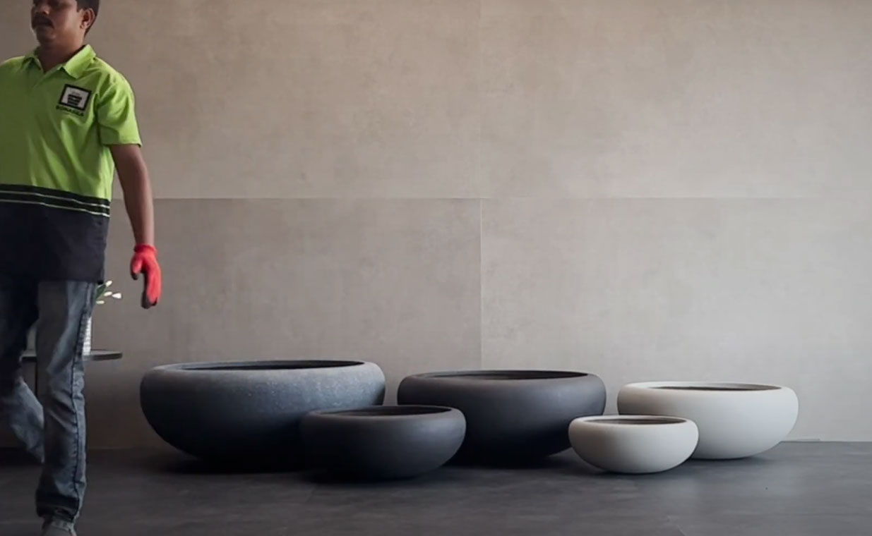 Fiber Planters In Circular Shape By Bonasila. Planters In Large Sizes By Bonasila.