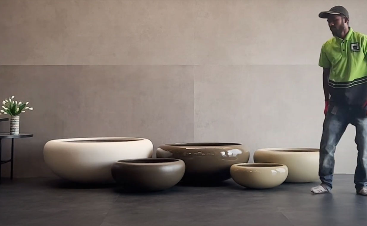 Fiber Planters In Circular Shape By Bonasila. Planters In Large Sizes By Bonasila.